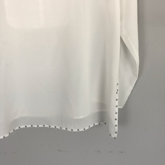 NWT Karl Lagerfield stud blouse white bell sleeve - Picture 7 of 7